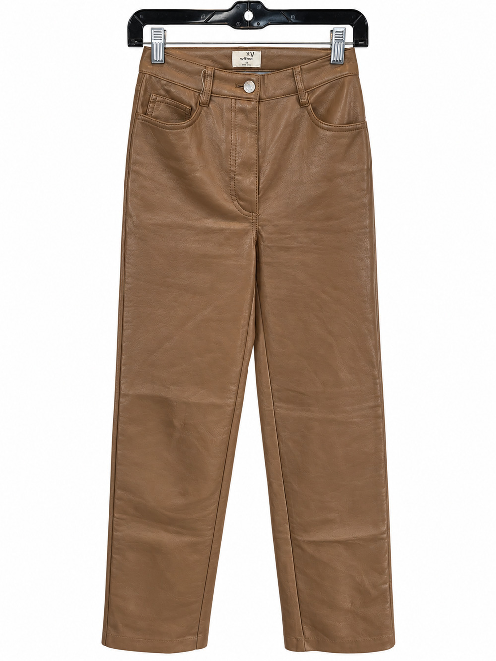 Wilfred Straight Leg Leather Pants Womens Brown Faux High Rise Vegan Minimalist